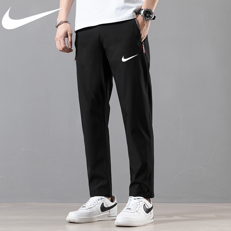 Nike กางเกงวอร์มลําลอง ผ้าเรยอน แบบบาง แห้งเร็ว ทรงตรง สไตล์เกาหลี เหมาะกับฤดูร้อน สําหรับผู้ชาย