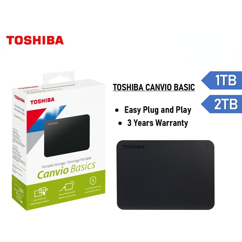 Toshiba External Hard Disk Canvio Basics/Canvio Advance Portable HDD USB 3.0 (1TB/2TB/4TB )+ Pouch