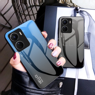 เคสโทรศัพท์ กระจกนิรภัย กรอบนิ่ม ไล่โทนสี ออโรร่า สําหรับ VIVO Y16 Y 16