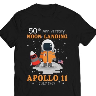 เสื้อยืดผ้าฝ้าย 100% พิมพ์ลายนักบินอวกาศ 50Th Anniversary 1969-Moon Landing Apollo 11 กรกฎาคม 1969 373574