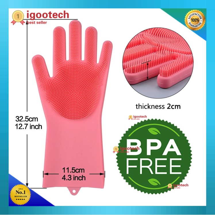 ถูกสุด Cleaning gloves ถุงมือล้างจานซิลิโคน หนา ทน ถุงมือเอนกประสงค์ ทำสวน อาบน้ำสัตว์ กันความร้อน ถุงมือแปรง ถุงมือย