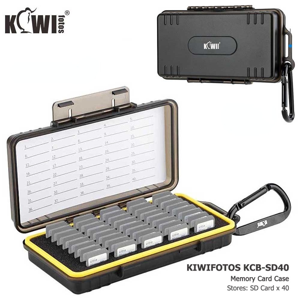 Kiwifotos KCB-SD40 กล่องใส่การ์ดหน่วยความจำ พร้อมช่องเสียบแนวตั้ง 40 ช่องสำหรับการ์ด SD / การ์ดเกม Nintendo Switch NS / การ์ด Sony PS Vita กล่องป้องกันกันน้ำความจุขนาดใหญ่
