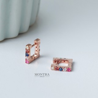 ต่างหูนพเก้า ต่างหูพลอยเสริมดวง เงินแท้ S925 ฝังพลอยแท้ by Montra Jewelry