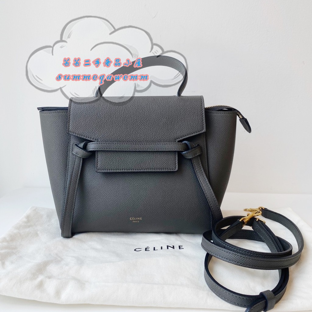 CELINE Celine belt bag nano small grey catfish bag/shoulder bag/cross bag/handbag 189003 . กระเป๋า