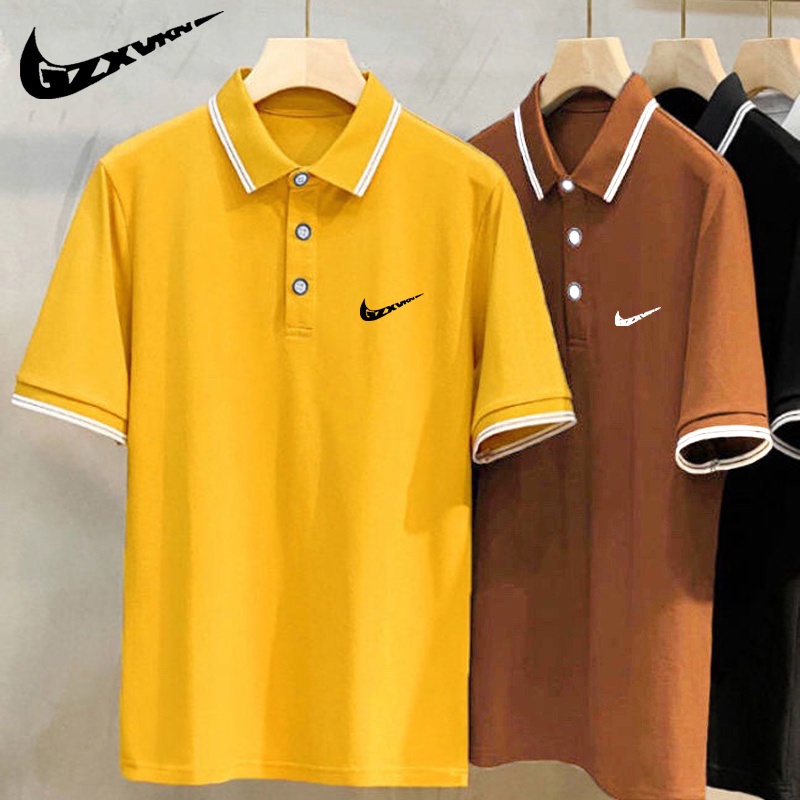 เสื้อโปโลชาย โอเวอร์ไซซ์ สีพื้น แฟชั่นสําหรับผู้ชาย ไซซ์ M - 5XL