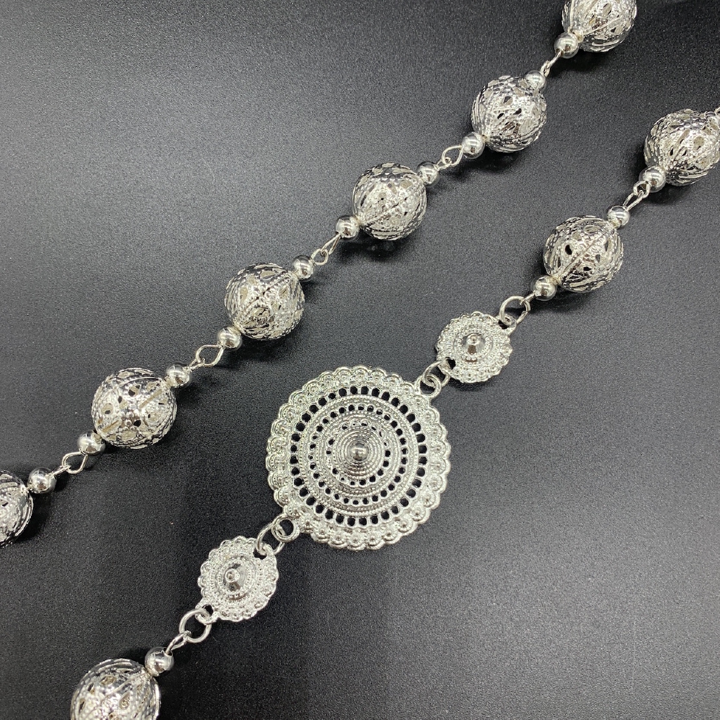 สร้อย สังวาลย์ สีเงิน ชุดไทย ประดับ ลูกปัด สร้อยคอแฟชั่น ผู้ใหญ่ 3 สี ทอง เงิน ดำ - รูปที่ 7