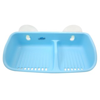 💥โปรสุดพิเศษ!!!💥 จานสบู่พลาสติก แบบ 2 ช่อง สีฟ้า 2-Compartment Plastic Soap Holder Blue Color