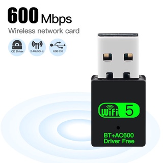 600Mbps Dual Band 2.4Ghz/5Ghz Usb 2.0 Wlan อะแดปเตอร์การ์ดอินเตอร์เน็ตไร้สาย 802.11AC สําหรับ Pc แล็ปท็อป Windows 7/8/10