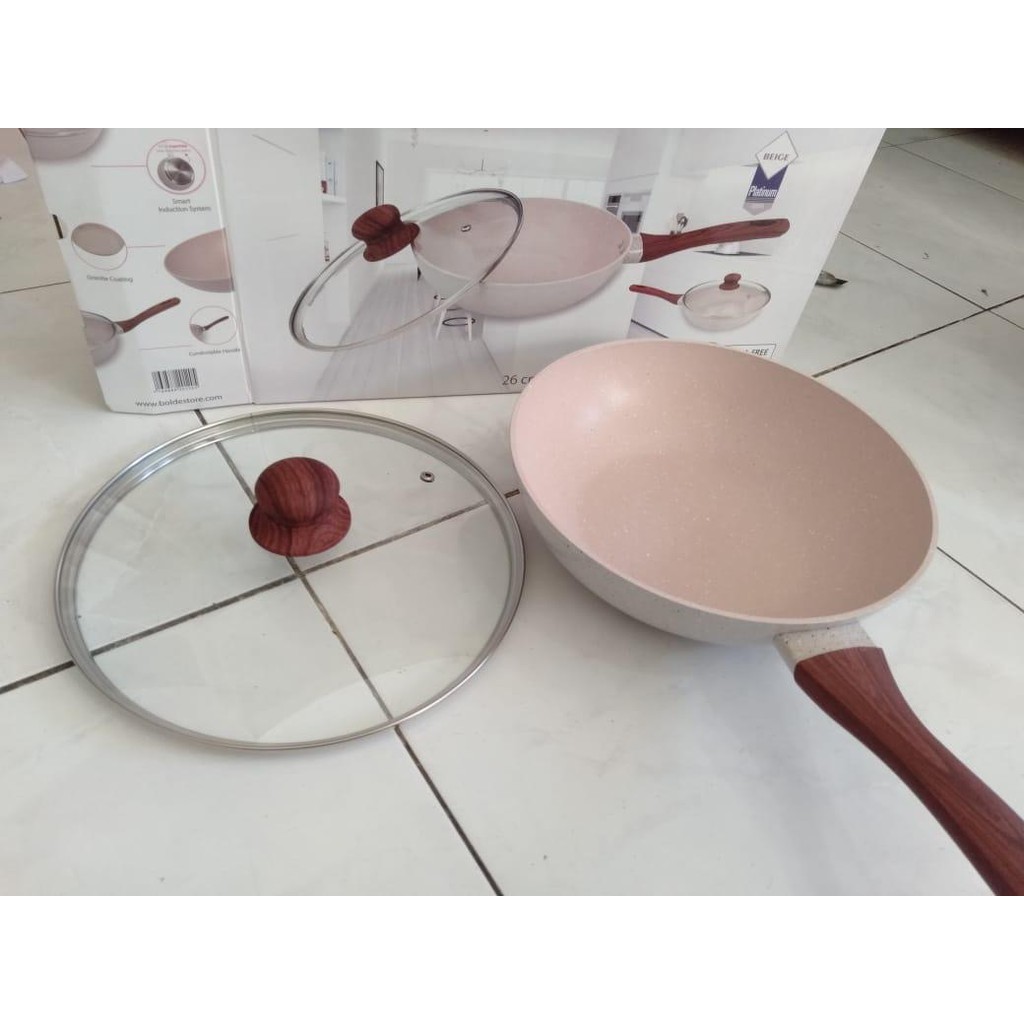 BOLDe Super PAN Wok 26 Plus Glass LID Series สีพรีเมี่ยม สีเบจ
