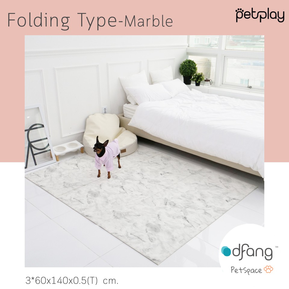Dfang Pet Play Mat Folding Type - Marble แผ่นกันลื่นสำหรับสัตว์เลี้ยง non-slip mat ขนาด 3x60*140*0.5