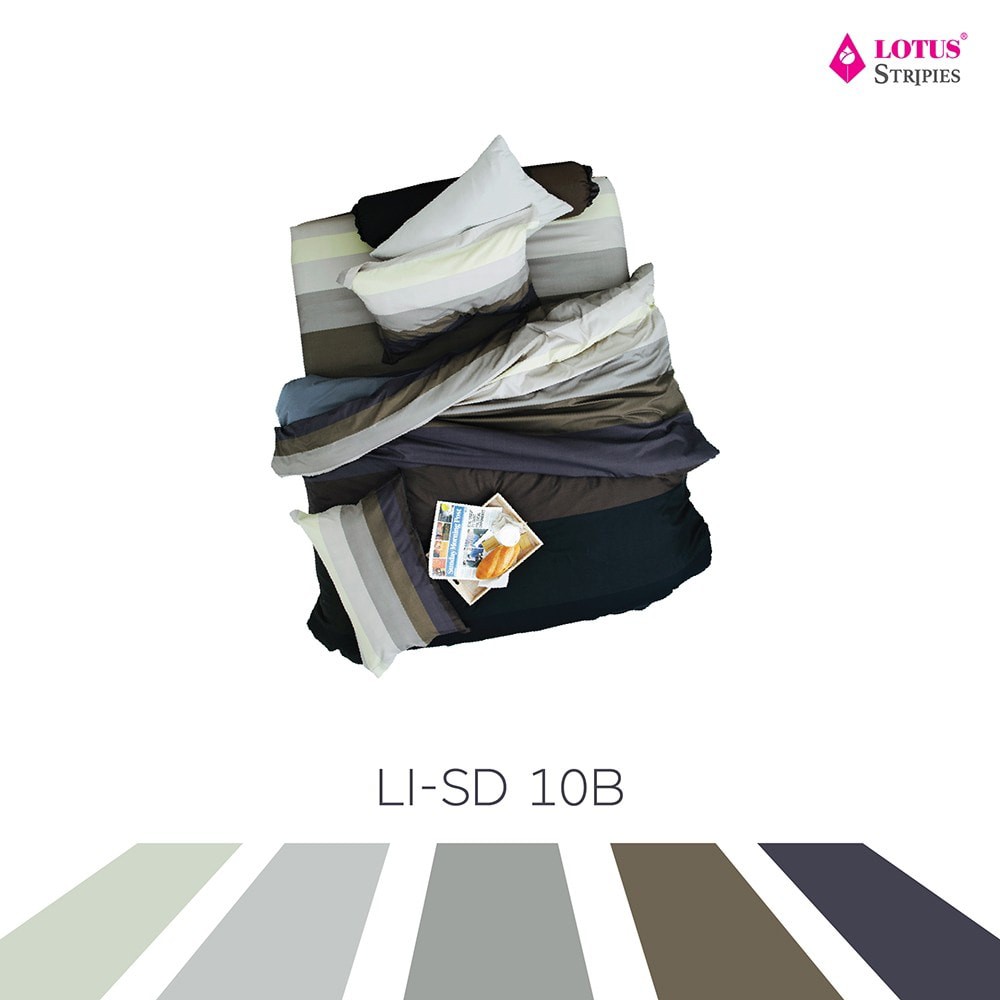 ⚡️ชุดผ้าปูที่นอน (ไม่มีผ้านวม) Lotus Impression รุ่น Stripes ชุดเครื่องนอนโลตัส รุ่นลายริ้ว LI-SD-10B