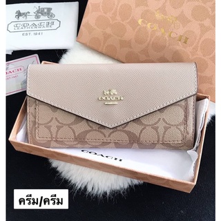 กระเป๋า 🔥 กระเป๋าสตางค์ coach สองพับ ใบยาว ขนาด 8 นิ้ว wallet โค้ช กระเป๋าสตางค์ใบยาว กระเป๋าสตางค์ทรงซองจดหมาย