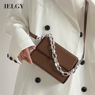 IELGY french retro solid color chain messenger box bag women