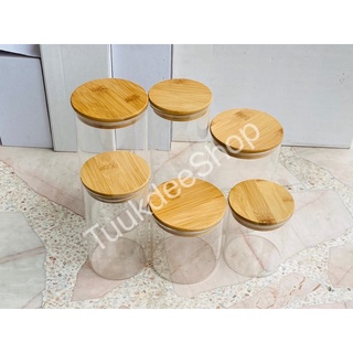 พร้อมส่ง ขวดโหลแก้วฝาไม้ ขนาด 0,A,B,C,D,E