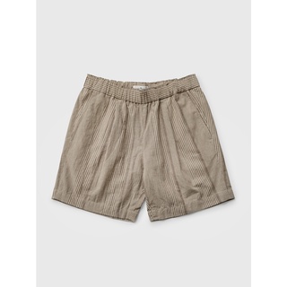 [JBB*] BEIGE / BROWN MULTI STRIPE COTTON LINEN EASY SHORTS เจบีบี กางเกงขาสั้น ผ้าคอตตอน เอวยางยืด กางเกงขาสั้นลำลอง