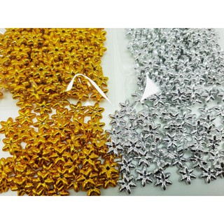 ลูกปัดพลาสติก ดอกดาวกระจาย 100 ชิ้น สีทอง / สีเงิน ตกแต่งงาน พับเหรียญ เหรียญโปรยทาน DIY ลูกปัด ดาวกระจาย