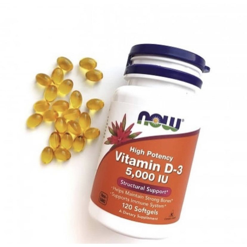 [พร้อมส่ง] วิตามินดี3 Now Foods High Potency Vitamin D3 5000IU 120 Softgels Zinc 50mg