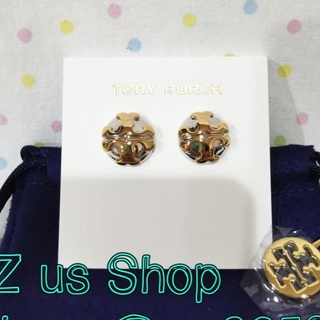 พร้อมส่ง TORY BURCH APPLIED LOGO STUD EARRINGS.