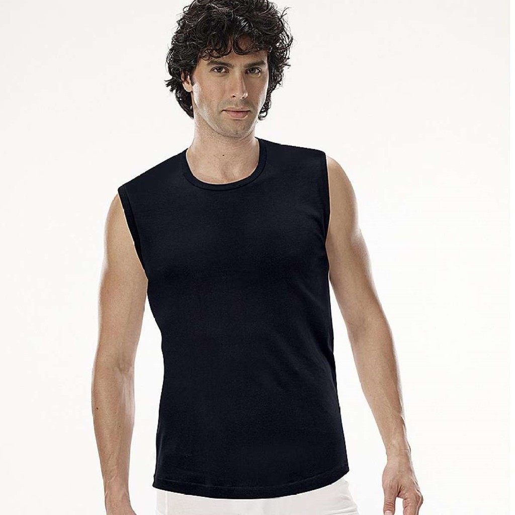 เสื้อยืด เสื้อกล้ามชาย แขนกุด บ่าใหญ่ สีดำ แซนรีโม Sanremo รุ่น NIS-SCT4-BL