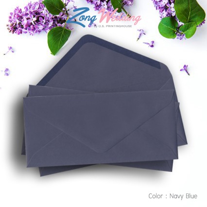 ซองการ์ดแต่งงาน สีNavy Blue สำหรับใส่การ์ดขนาด 4 x 9 นิ้ว (50ซอง/แพค)