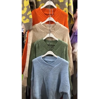 Dressgril.9 เสื้อไหมพรมคอวีแขนยาว
