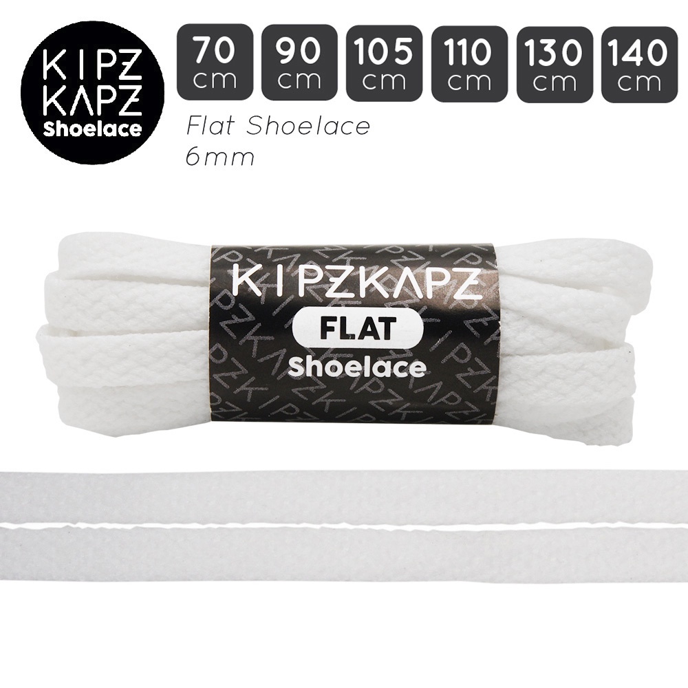KIPZKAPZ FSP39B สีขาว - เชือกผูกรองเท้าแบน 6mm
