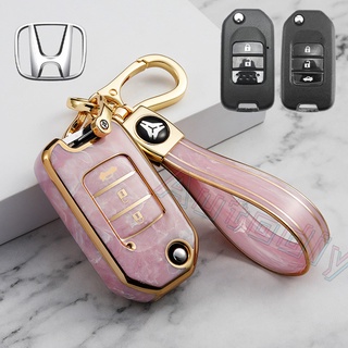 เคสกุญแจรีโมทรถยนต์ TPU โครเมี่ยม แบบพับได้ อุปกรณ์เสริม สําหรับ Honda CITY HRV BRV JAZZ CRV XRV ACCORD CIVIC FC 2020 2021