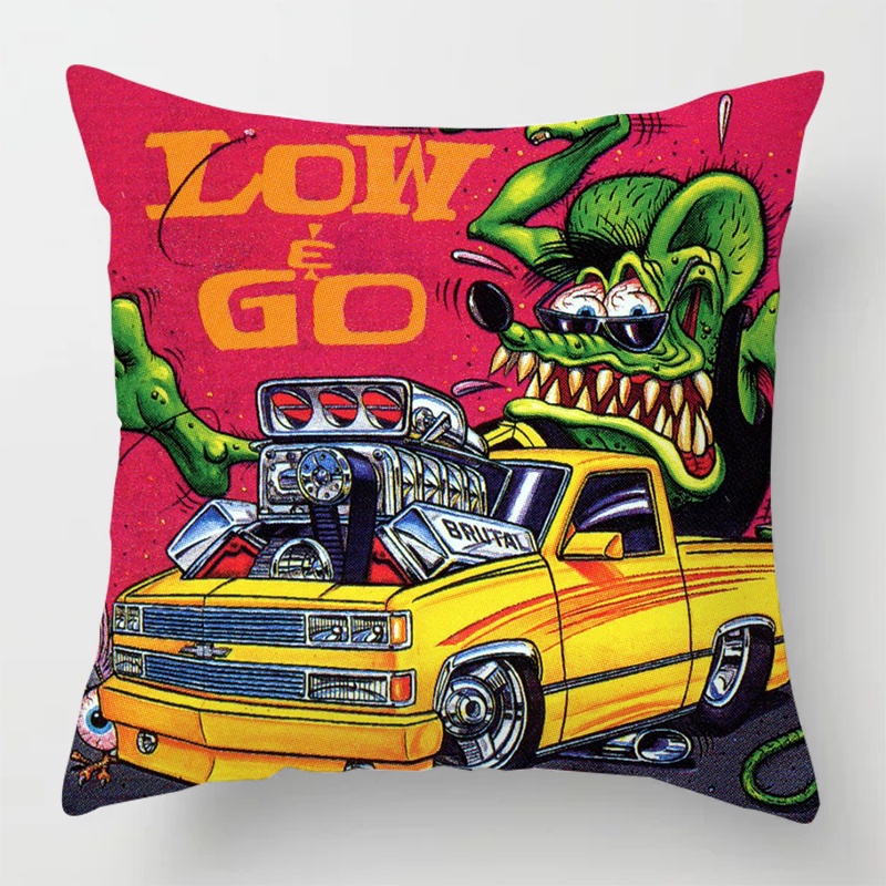 ปลอกหมอนพิมพ์ลายการ์ตูน Tales Of The Rat Fink แบบนุ่มสําหรับตกแต่งบ้าน 45X45