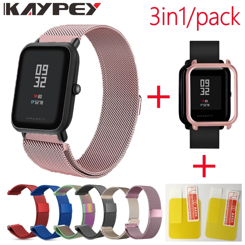 3 in 1 สายนาฬิกาข้อมือสเตนเลส สำหรับ Xiaomi Huami AMAZFIT bip