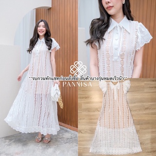 เดรสตัวยาวสีขาวฉลุมีซับในสีพื้นทั้งตัวค่า เดรสตัวนี้ยาวแบบไม่หวงความยาวเลยน้า ช่วงแขนเป็นระบายทั้ง 2 ข้าง