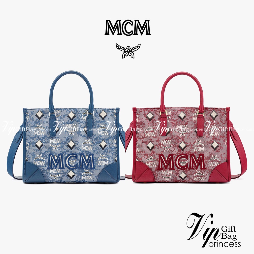 หนังแท้ MCM Munchen Tote in Vintage Monogram Jacquard  คอลเลคชั่นใหม่ล่าสุด โดดเด่นด้วยลายโมโนแกรม