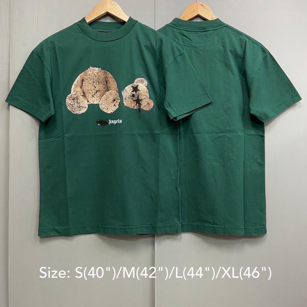 💥สอบถามstockก่อนกดสั่ง Palm Angels Spray Bear headless tee สีเขียว t-shirt เสื้อยืด หมี ตาดาว สเปร์ย ปาล์มแองเจิล ของแท้