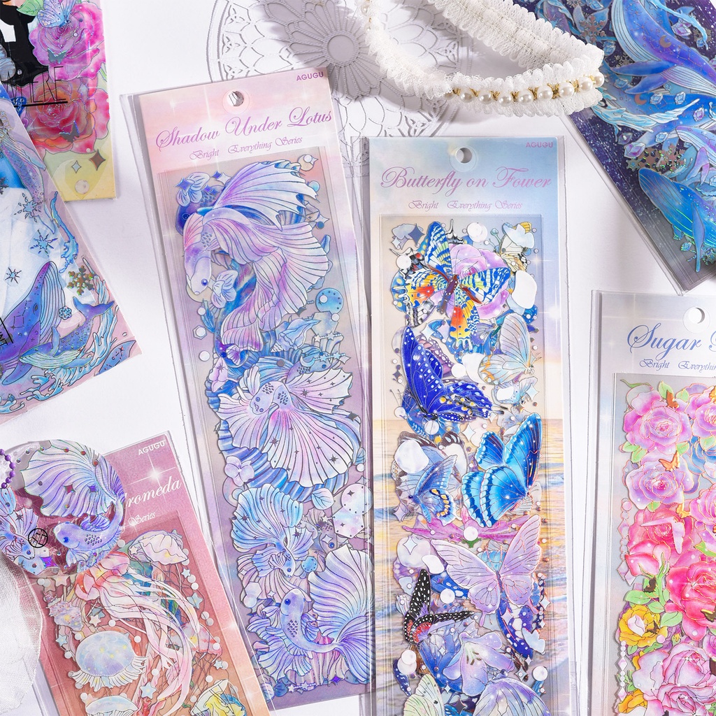 3 ชิ้น Kawaii แฟนตาซี Whale แมงกะพรุน Ocean Collection Washi สติกเกอร์ชุดสําหรับ Scrapbooking Journaling Diy ห่อของขวัญ Letter