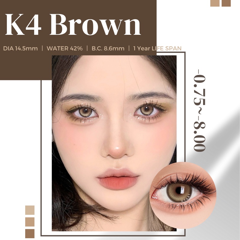 UYAAI x FRESHLADY คอนแทคเลนส์ สีน้ําตาล 1 ชิ้น สําหรับคอนแทคเลนส์ K4 -0.75~-8.00 1 สี