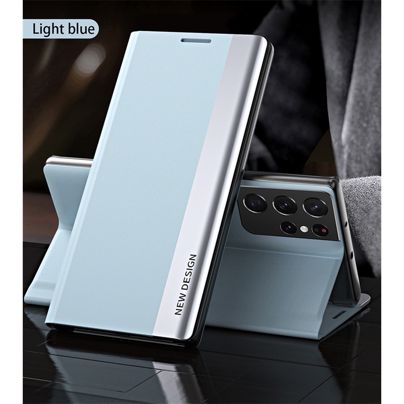 เคสโทรศัพท์มือถือหนัง ฝาพับแม่เหล็ก หรูหรา สําหรับ Samsung Galaxy S22 S22 Plus S22 Ultra