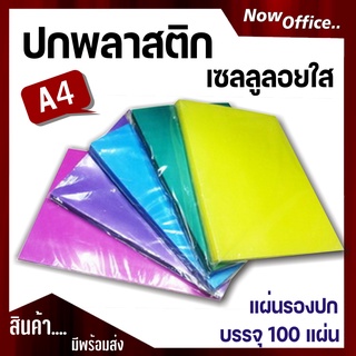 แผ่นใสรองปก ปกพลาสติกสี แผ่นรองปกสี ขนาด A4 บรรจุ 100 แผ่น เซลลูลอย แผ่นใส พลาสติกใสa4