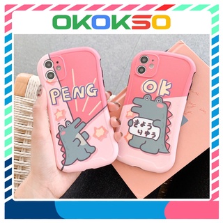 ไดโนเสาร์น่ารักเหมาะสำหรับ OPPORENO6/5/5K/pro + เคสโทรศัพท์มือถือฝาครอบป้องกันขนาดเล็กเอวกรอบรูปหญิงคู่ญี่ปุ่นและเกาหลีการ์ตูนซิลิโคนนิ่ม