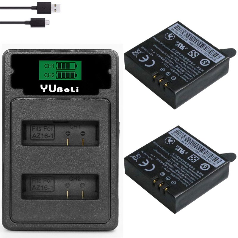 for Original Xiaomi Yi II yi 4k 4k Battery AZ16-1 AZ16-2 Battery + LED Dual Charger for Xiaoyi Yi Li