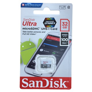 【พร้อมส่ง】SanDisk 32GB MicroSDHC UHS-I Card Ultra Class10 Speed 100MB/s** เมมโมรี่การ์ดแท้