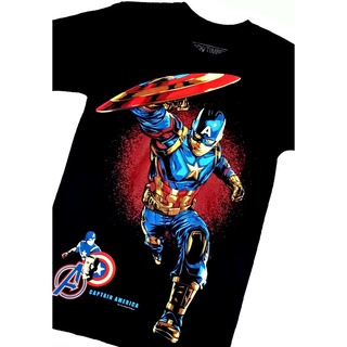 Bt77 เสื้อยืดผ้าฝ้าย พิมพ์ลายภาพยนตร์ AMERICA MARVEL UNIVERSE AVENGERS สีดําS-3XL