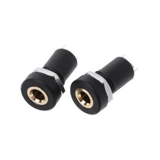 ☀S☀2X 3.5MM Audio Jack Socket 3 Pole Black Stereo Solder