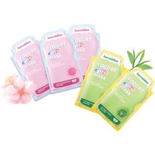 barenbliss Yogurt Vit+ Mask Sakura 3pcs + Tea Tree 2pcs แบร์แอนด์บลิซ โยเกิร์ตวิต+ มาส์ก ซากุระ*3 + ทีทรี ไบร์ทเทนนิ่ง*2