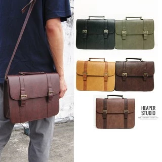 HEAPER BUSINESS กระเป๋าหนัง PU ใส่เอกสาร สะพายข้าง Messenger bag