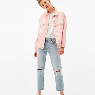 Bershka Oversized-Denim jacket(ripped)