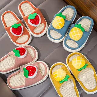 รองเท้าแตะ ใส่ในบ้าน   Slipper แบบผู้ใหญและแบบเด็ก (หนา 3cm) ลายผลไม้หน้ารัก  🍍🍓