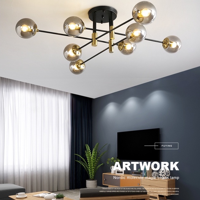 โคมระย้า LED ที่ทันสมัย E27 Ball Light โคมไฟเพดานนอร์ดิกห้องนั่งเล่นห้องครัวไฟตกแต่งภายในบ้าน