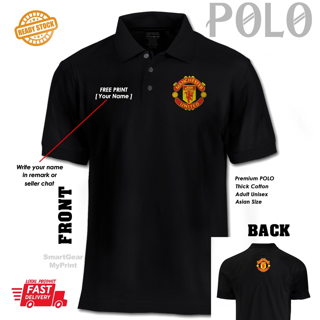 POLO Collar MU แฟนสโมสรฟุตบอลแมนเชสเตอร์ยูไนเต็ด Old Trafford Premier League