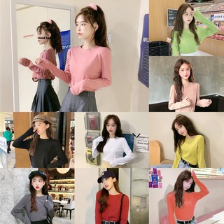 🔥ราคาถูกที่สุด🔥เสื้อยืดแขนยาวสีพื้น 9 สี