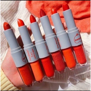 Lipstick 2in1 โทนพีชลิปแมทแบบจุ่มและแบบหมุน