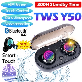 Tws Y50 ชุดหูฟังสเตอริโอไร้สาย บลูทูธ 5.0 HIFI ลดเสียงรบกวน สําหรับ Android IOS Y30